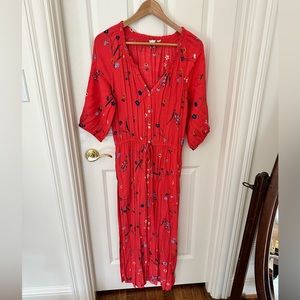 Gap Maxi Red Floral Shirtdress - size S